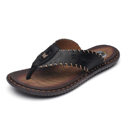 Men's Flip-Flops – Sporty Textured Strap Non-Slip Rubber Sole Summer Sandals for Beach & Pool