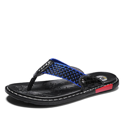 Men's Flip-Flops – Sporty Textured Strap Non-Slip Rubber Sole Summer Sandals for Beach & Pool