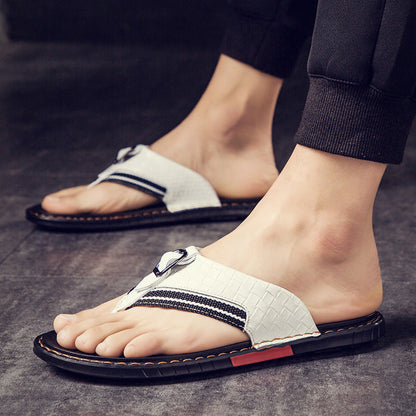 Men's Flip-Flops – Sporty Textured Strap Non-Slip Rubber Sole Summer Sandals for Beach & Pool