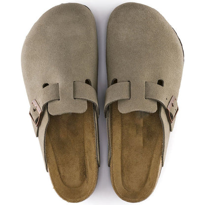 Men's Suede Leather Clogs – Cork Footbed Slip-On Sandals with Arch Support & Adjustable Strap