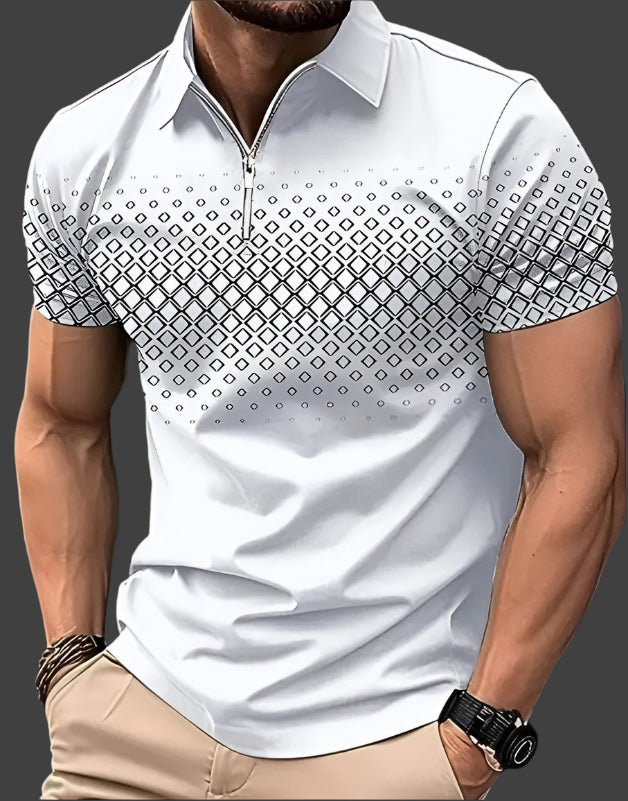 Men's Pique Polo Shirt – Short Sleeve Cotton Polo with Collar & Tennis Tail Hem for Casual & Golf Wear