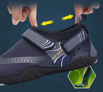Men's Water Shoes – Lightweight Aqua Shoes with Velcro Strap & Non-Slip Sole for Beach & Outdoor