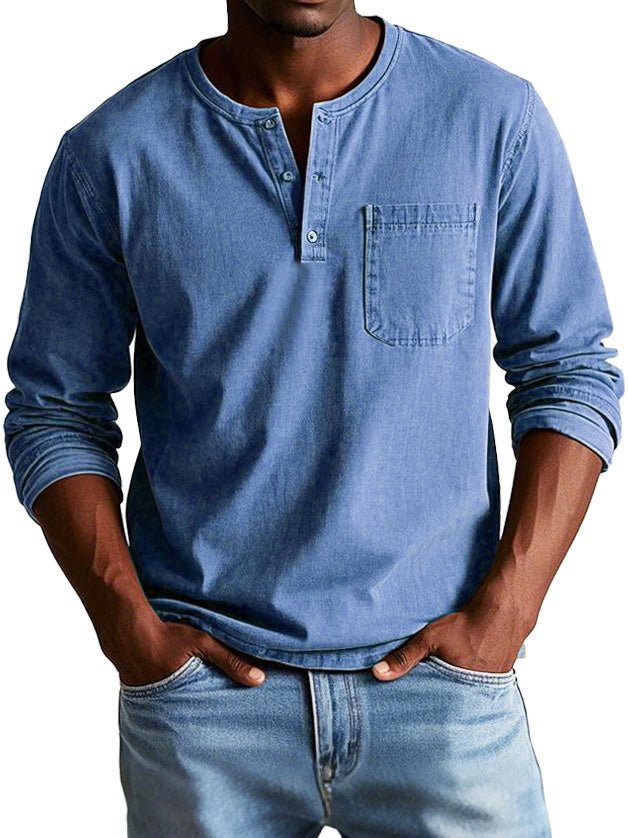 Men's Henley Shirt – Long Sleeve Casual Relaxed Fit Henley T-Shirt for Everyday Wear
