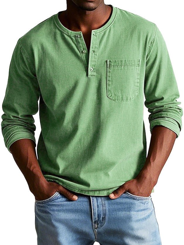 Men's Henley Shirt – Long Sleeve Casual Relaxed Fit Henley T-Shirt for Everyday Wear