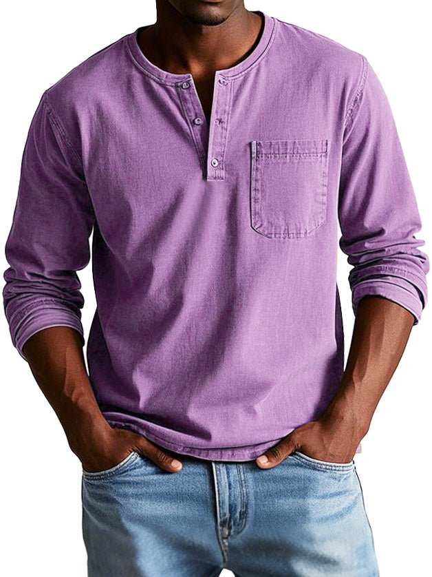 Men's Henley Shirt – Long Sleeve Casual Relaxed Fit Henley T-Shirt for Everyday Wear