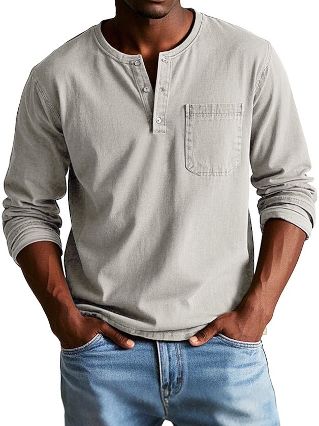 Men's Henley Shirt – Long Sleeve Casual Relaxed Fit Henley T-Shirt for Everyday Wear