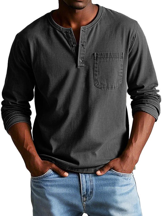 Men's Henley Shirt – Long Sleeve Casual Relaxed Fit Henley T-Shirt for Everyday Wear