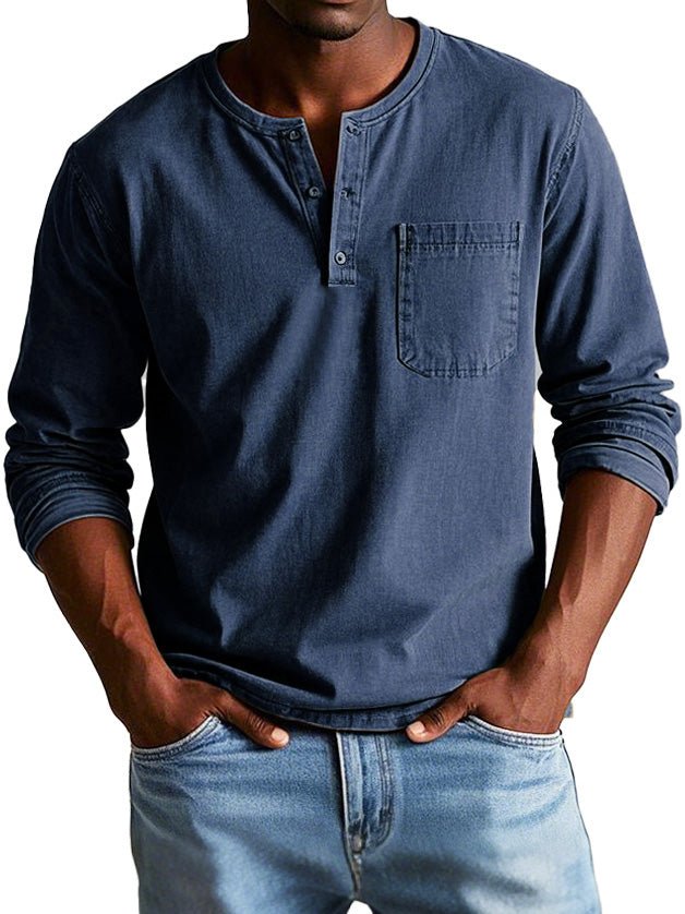 Men's Henley Shirt – Long Sleeve Casual Relaxed Fit Henley T-Shirt for Everyday Wear