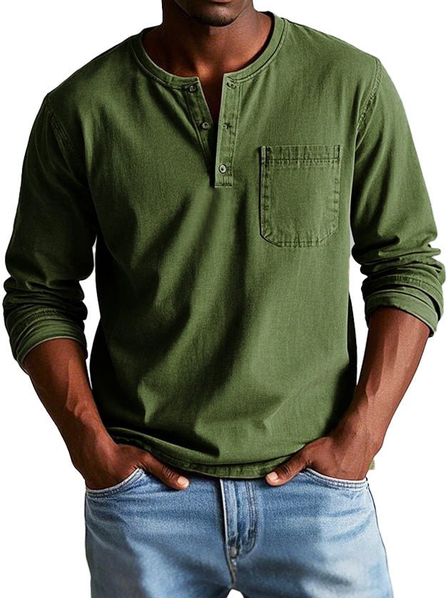 Men's Henley Shirt – Long Sleeve Casual Relaxed Fit Henley T-Shirt for Everyday Wear