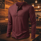 Men's Premium Long Sleeve Henley Shirt | Classic Button Placket Casual Crew Neck Top