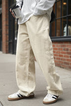 Men's Corduroy Straight Leg Pants | Relaxed Fit Elastic Waist Retro Casual Trousers