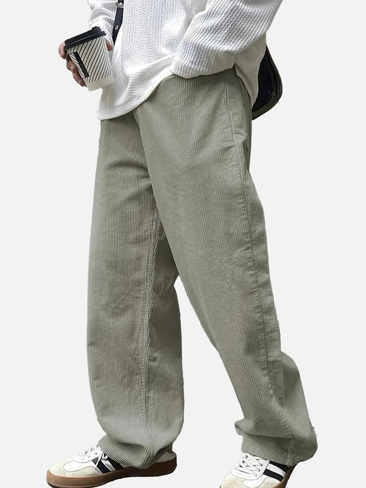Casual Style | Men's Corduroy Straight Leg Pants with Elastic Waist | Comfortable Fit for Everyday Wear