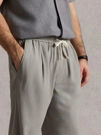 Casual Style | Men's Corduroy Straight Leg Pants with Elastic Waist | Comfortable Fit for Everyday Wear