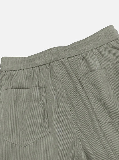 Casual Style | Men's Corduroy Straight Leg Pants with Elastic Waist | Comfortable Fit for Everyday Wear