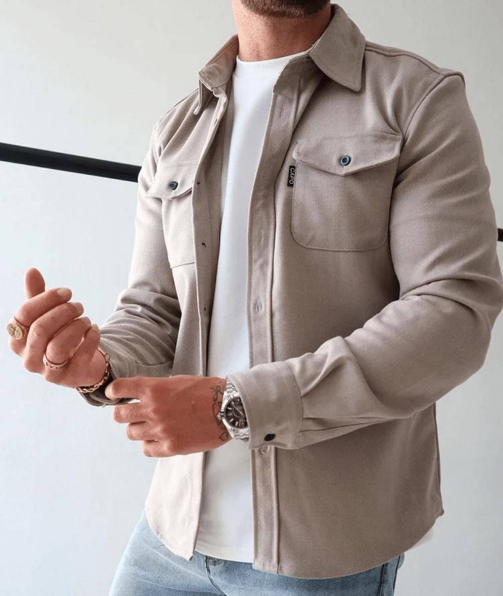 Casual Utility | Men's Jacket with Button-Front Design | Versatile Layering for Everyday Style
