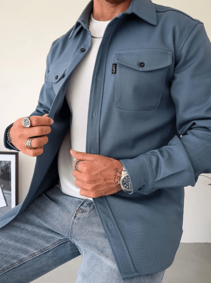 Casual Utility | Men's Jacket with Button-Front Design | Versatile Layering for Everyday Style