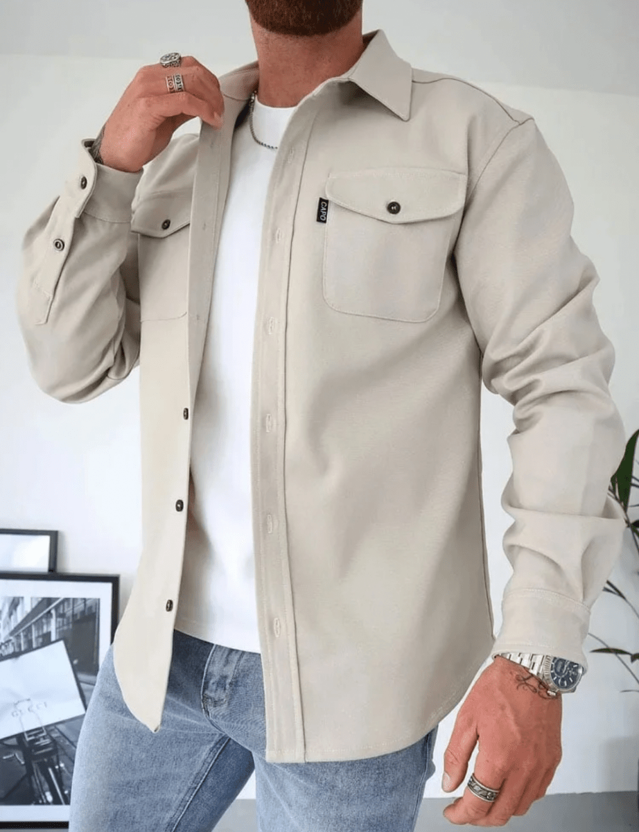 Casual Utility | Men's Jacket with Button-Front Design | Versatile Layering for Everyday Style