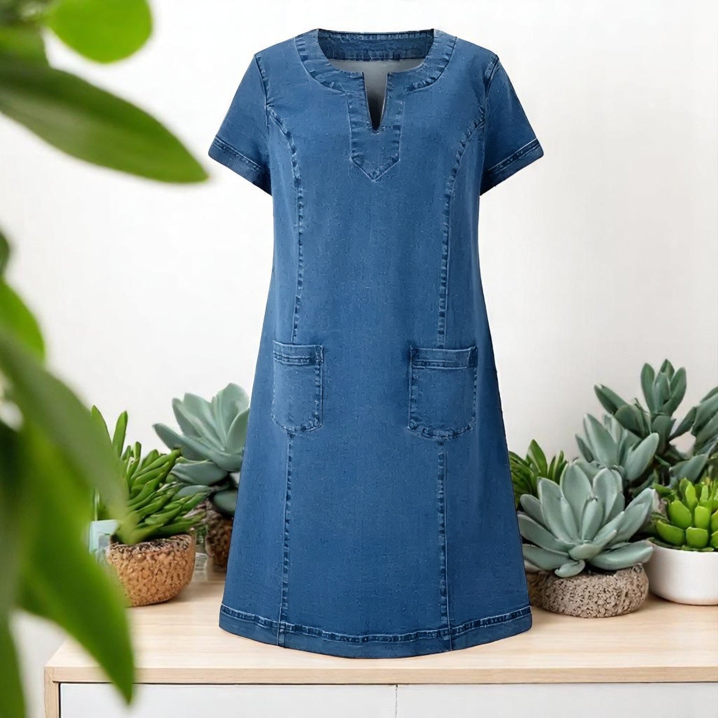 Women's Denim A-Line Dress | Celeste