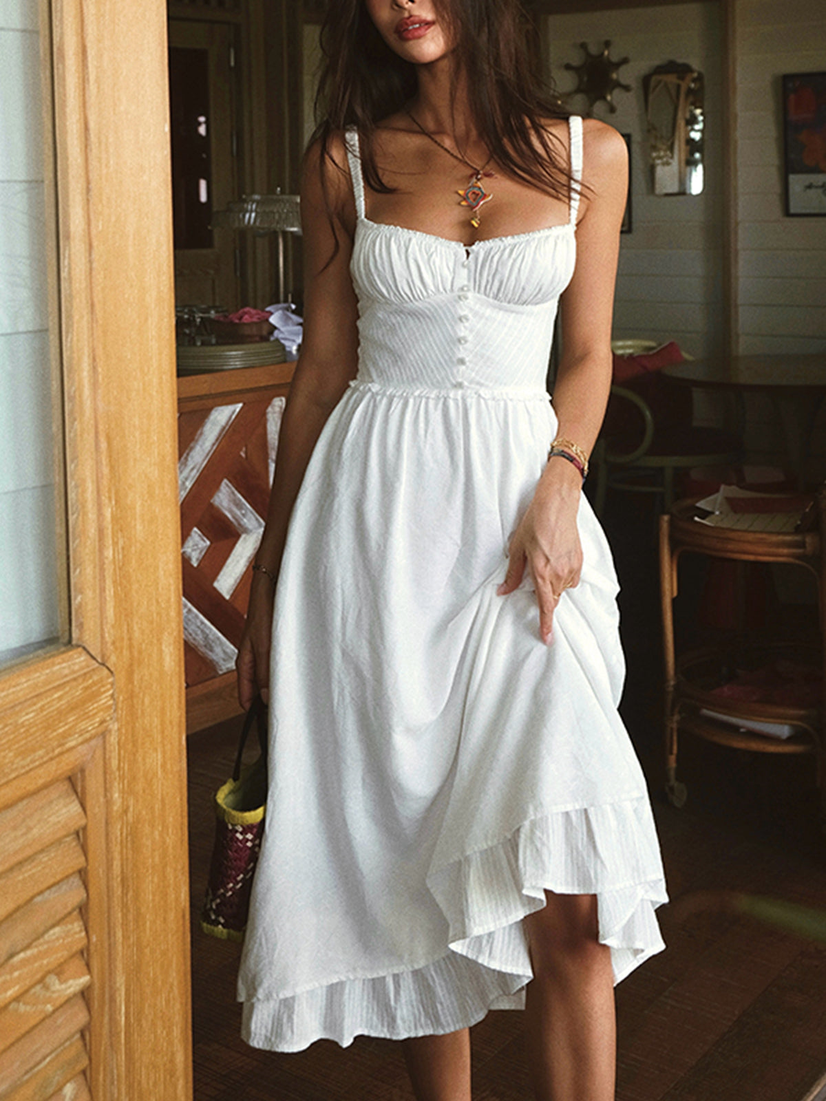 Fiona Spaghetti Strap Midi Dress | Premium Summer Dress
