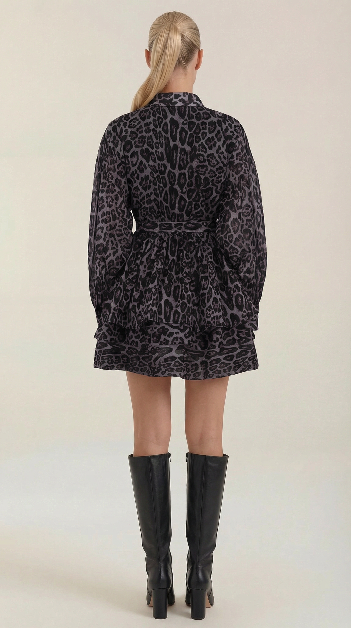 Chic Collection | Women's Leopard Print Mini Dress with Tie Waist | Lightweight Fabric for Effortless Style