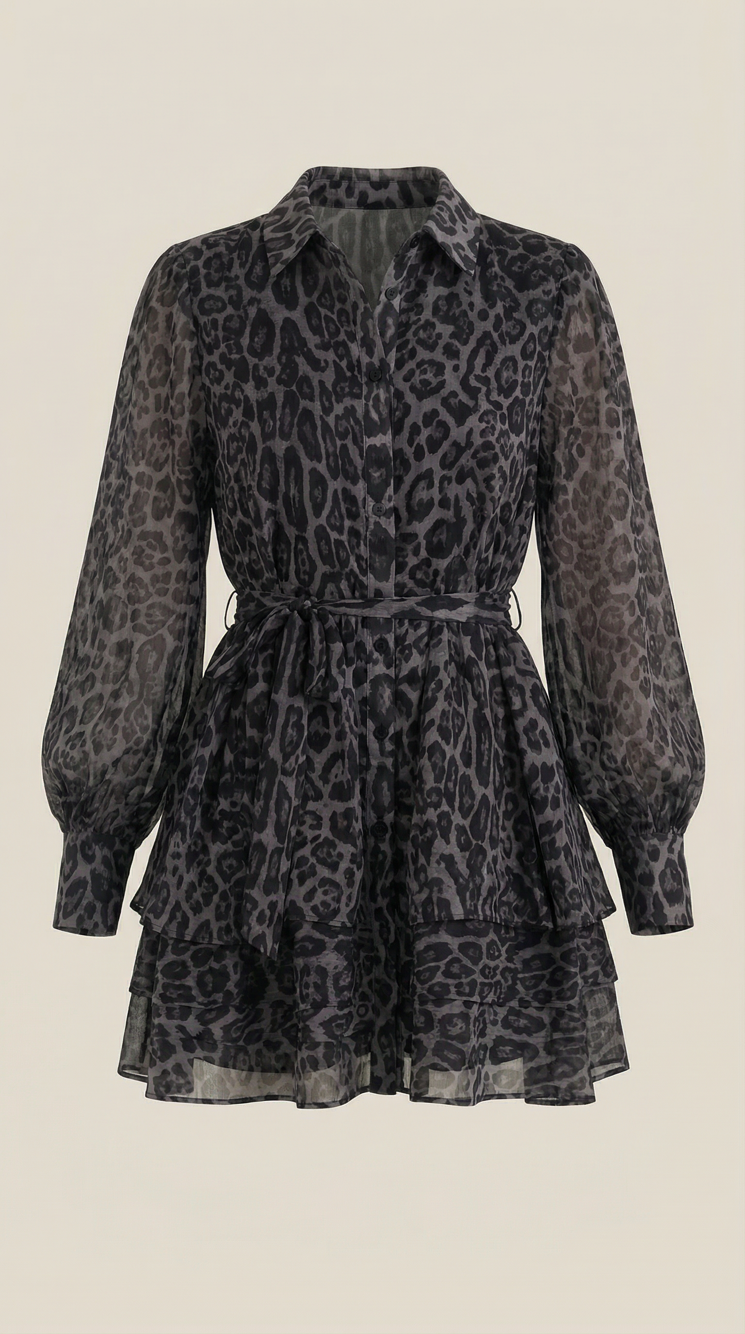 Chic Collection | Women's Leopard Print Mini Dress with Tie Waist | Lightweight Fabric for Effortless Style