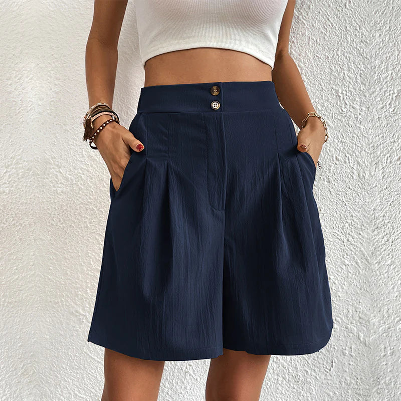 Women's High-Waist Shorts with Pockets
