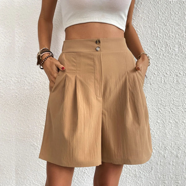 Women's High-Waist Shorts with Pockets