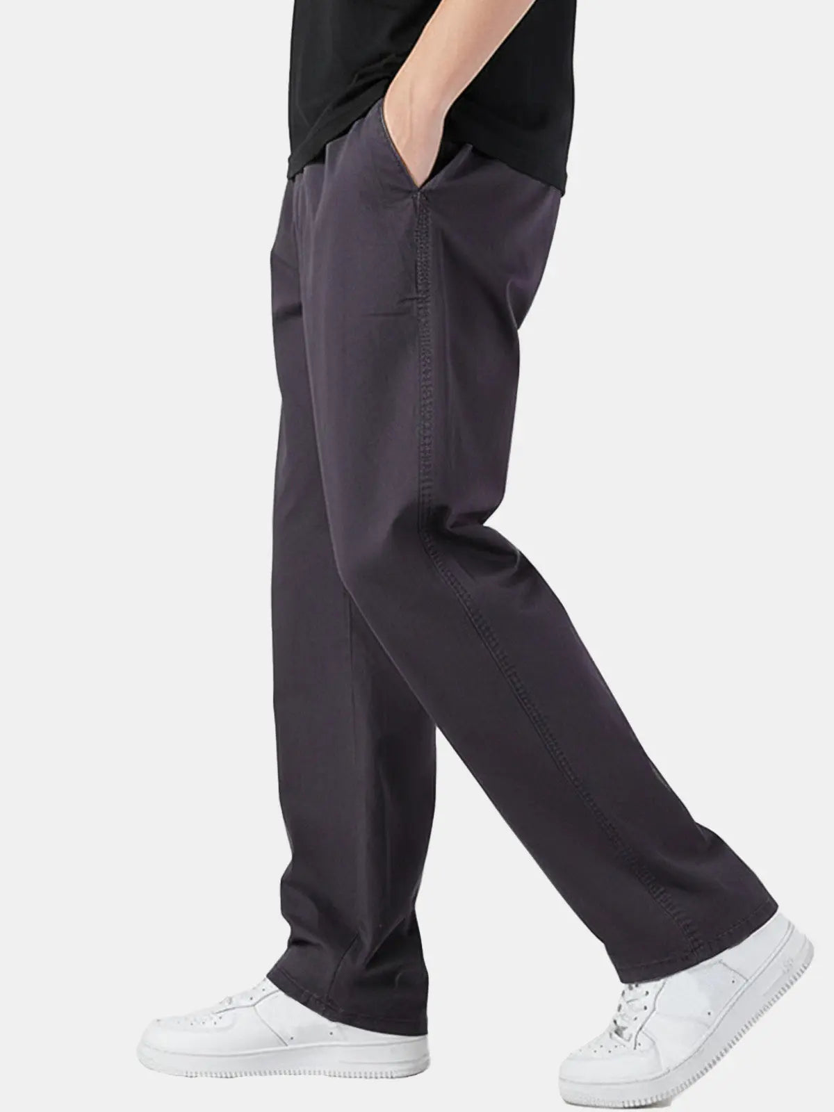 Classic Chino Pants | Men's Cotton Pull-On Chinos with Elastic Waistband | Comfortable Fit for Everyday Wear