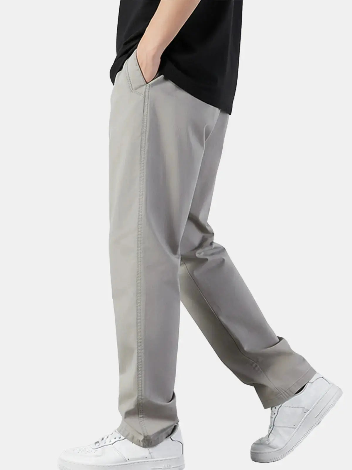 Classic Chino Pants | Men's Cotton Pull-On Chinos with Elastic Waistband | Comfortable Fit for Everyday Wear