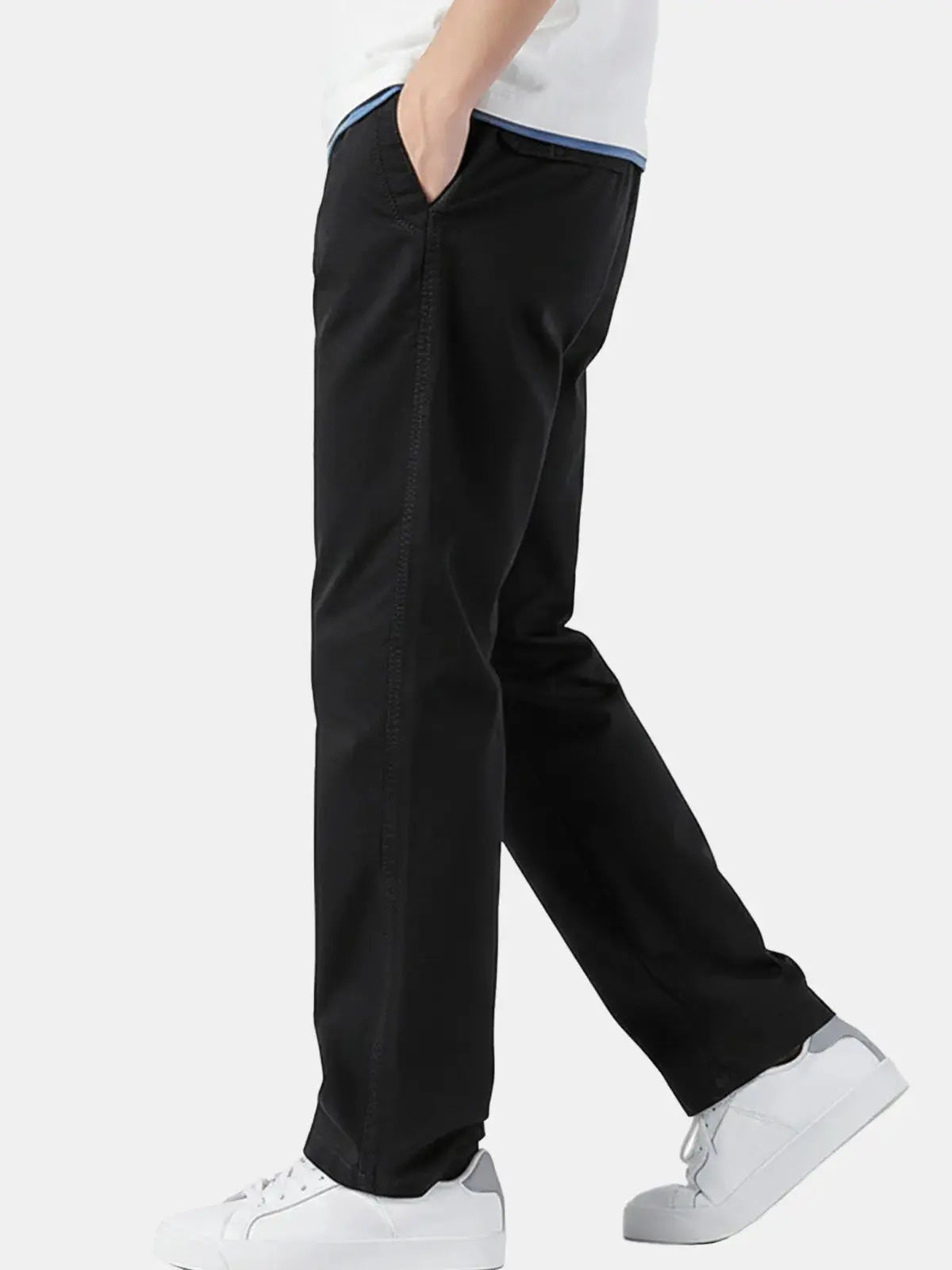 Classic Chino Pants | Men's Cotton Pull-On Chinos with Elastic Waistband | Comfortable Fit for Everyday Wear