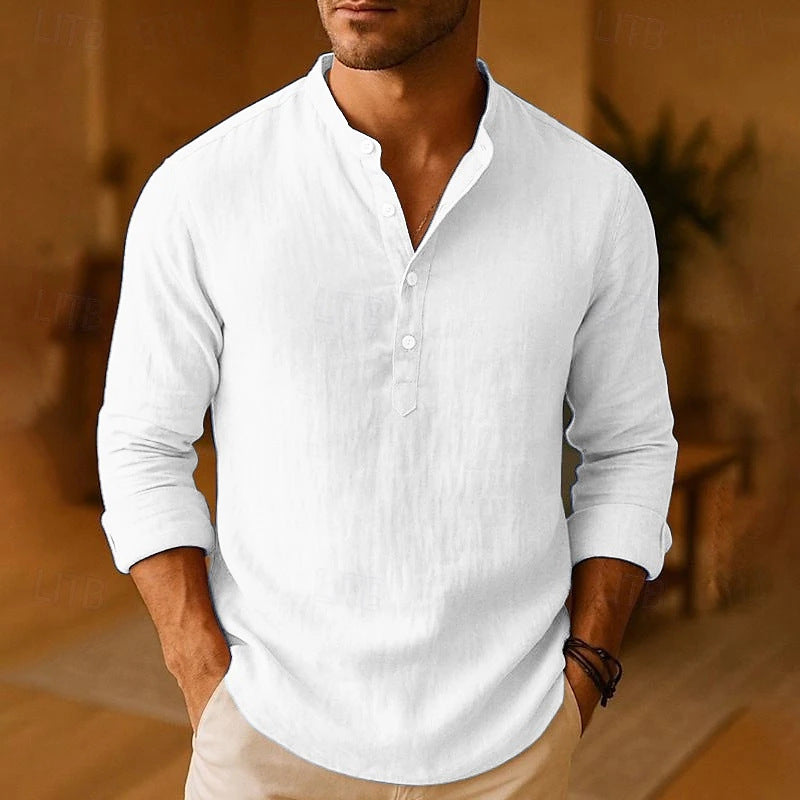 Classic Collection | Men's Shirt with Unique Henley Neckline | Versatile Style for Comfort and Elegance
