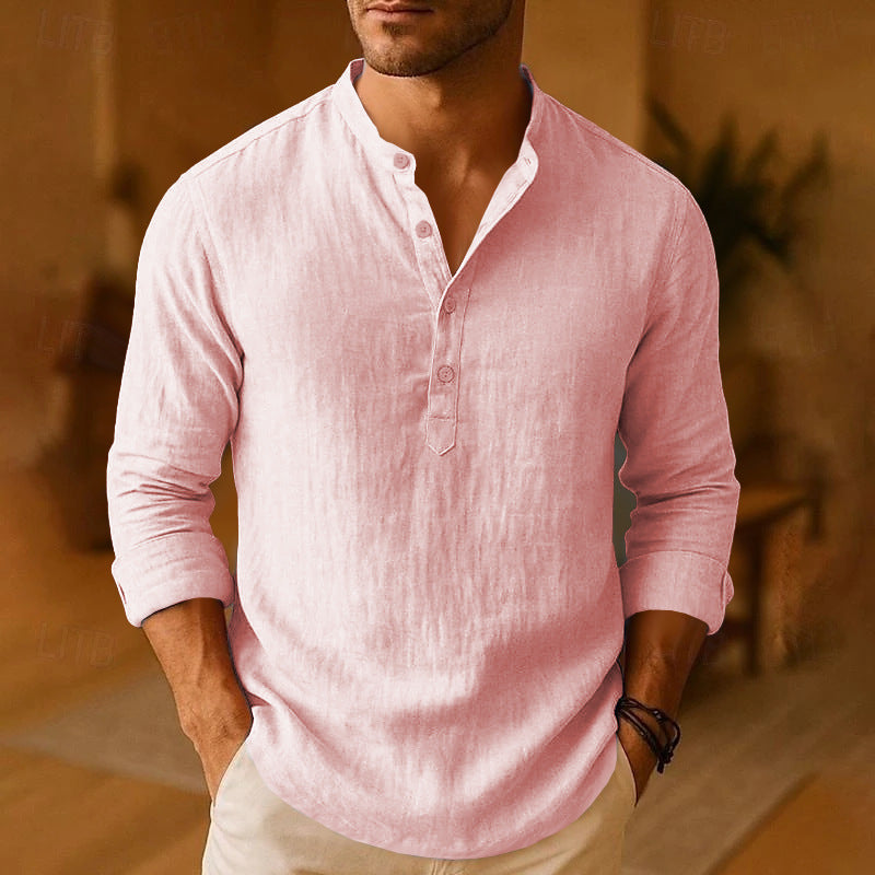 Classic Collection | Men's Shirt with Unique Henley Neckline | Versatile Style for Comfort and Elegance