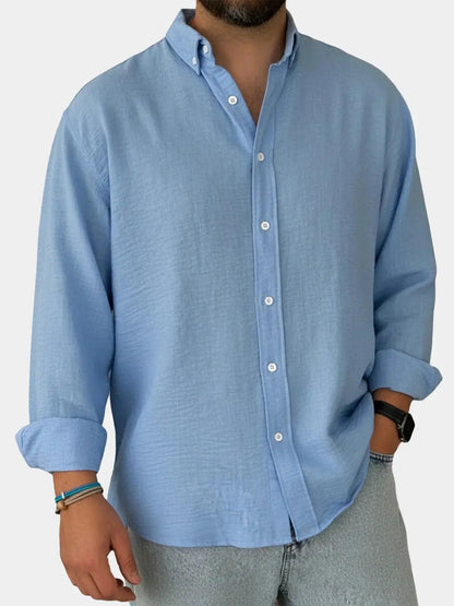 Classic Cotton | Men's Long Sleeve Shirt with Stylish Stand Collar | Comfortable Fit for Everyday Wear