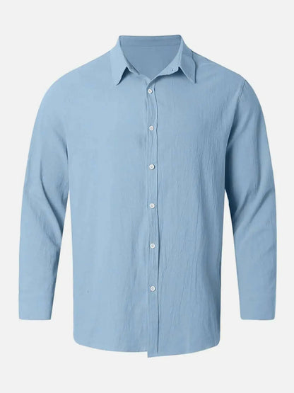 Classic Cotton | Men's Long Sleeve Shirt with Stylish Stand Collar | Comfortable Fit for Everyday Wear