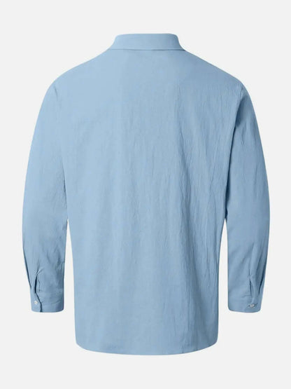 Classic Cotton | Men's Long Sleeve Shirt with Stylish Stand Collar | Comfortable Fit for Everyday Wear