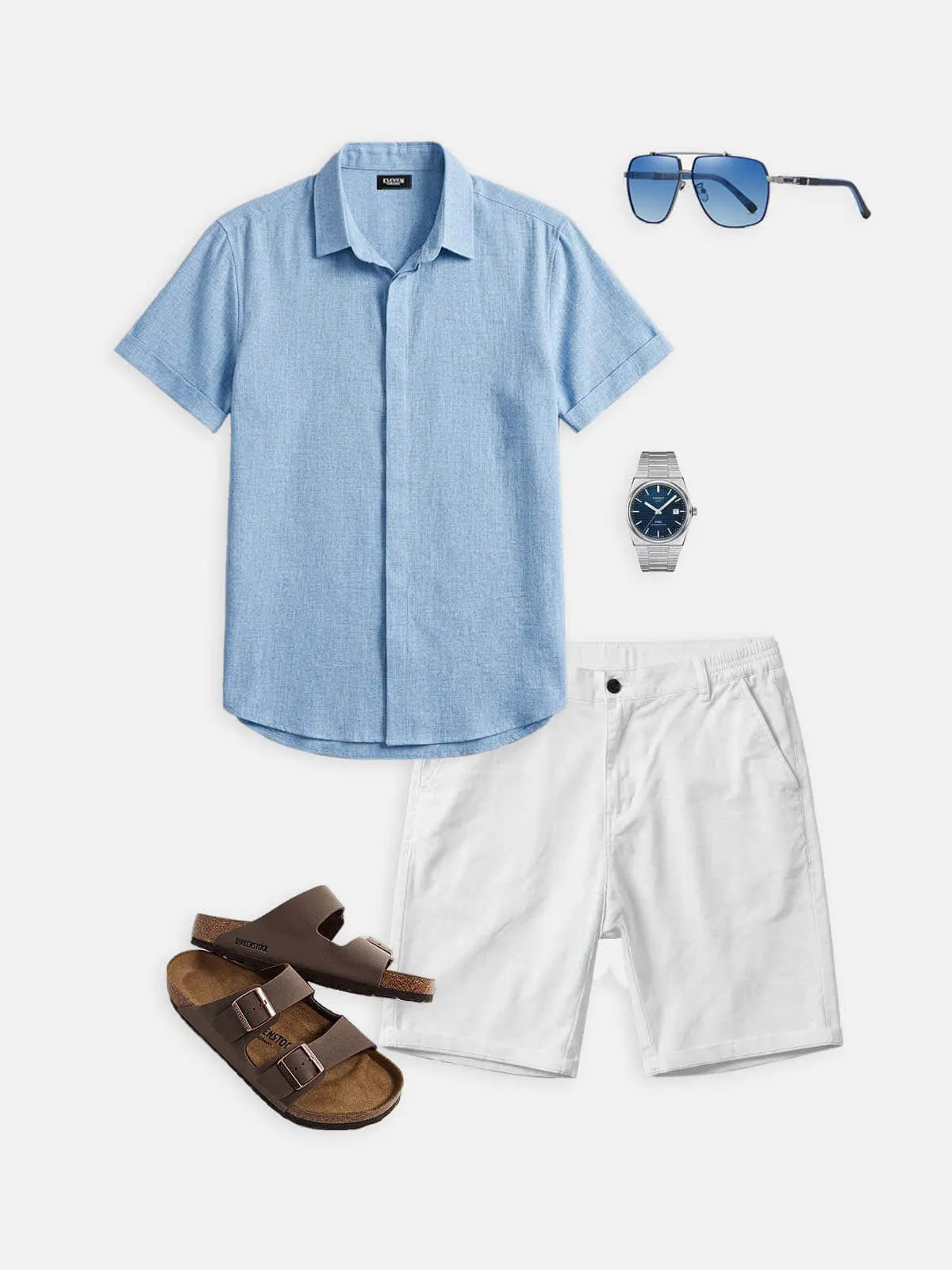 Classic Linen Cotton Blend Short Sleeve Shirt with Breathable Fabric for Warm Weather Comfort
