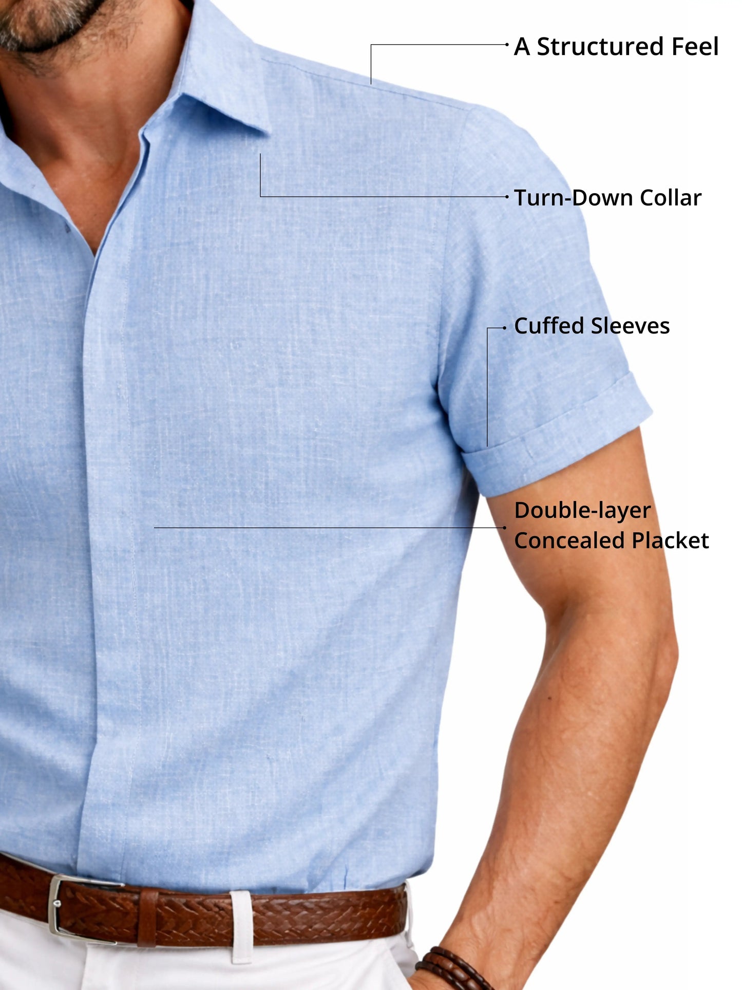 Classic Linen Cotton Blend Short Sleeve Shirt with Breathable Fabric for Warm Weather Comfort