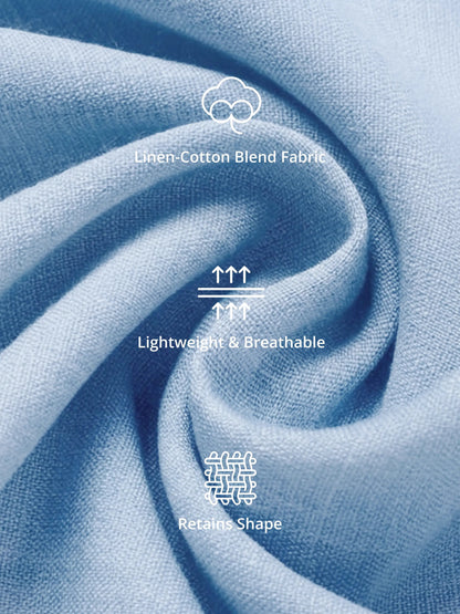 Classic Linen Cotton Blend Short Sleeve Shirt with Breathable Fabric for Warm Weather Comfort