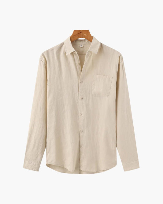 Classic Linen | Men's Dress Shirt with Button Front & Chest Pocket | Timeless Style for Everyday Wear