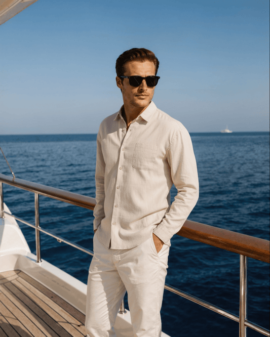 Classic Linen | Men's Dress Shirt with Button Front & Chest Pocket | Timeless Style for Everyday Wear