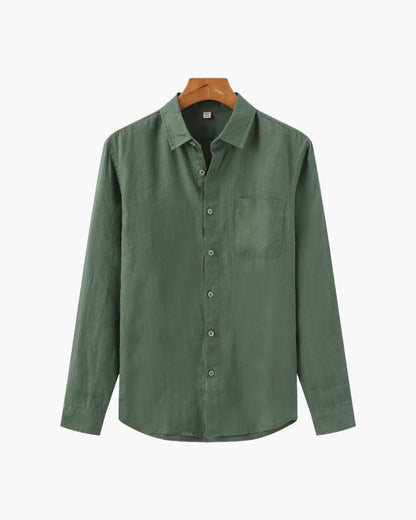 Classic Linen | Men's Dress Shirt with Button Front & Chest Pocket | Timeless Style for Everyday Wear