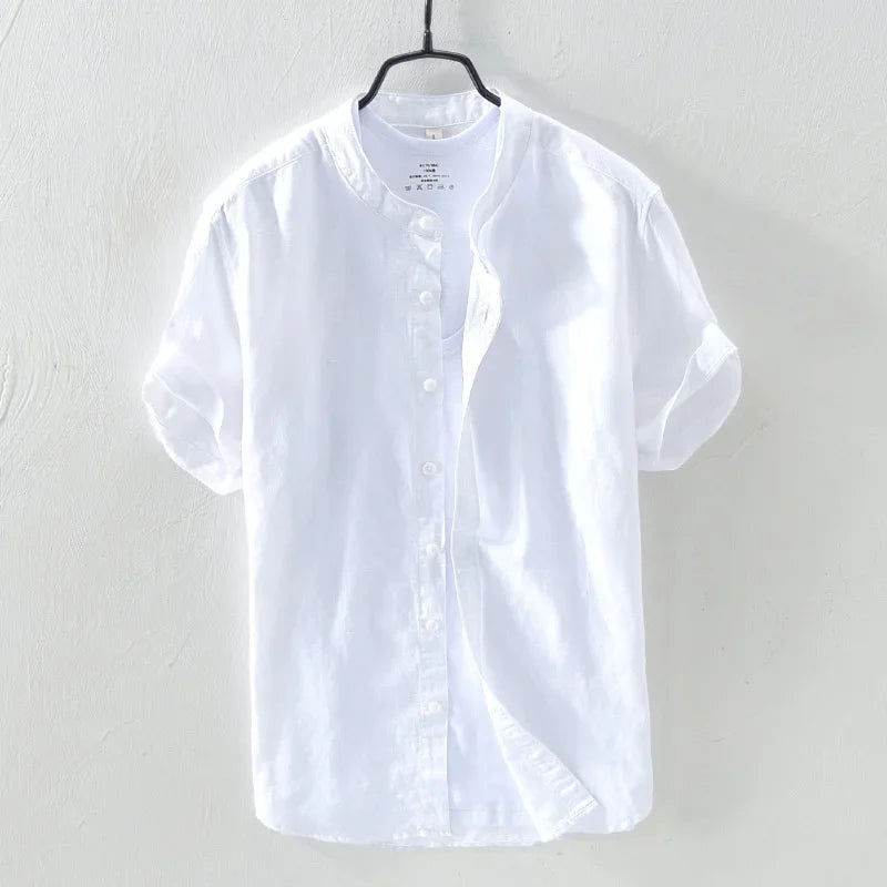 Coastal Breeze | Linen Beach Shirt with Gradient Design | Relaxed Fit for Summer Comfort