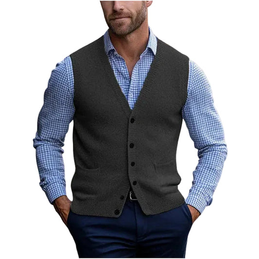 Men's Sleeveless Sweater Vest – Classic Knit V-Neck Pullover for Casual & Smart Casual Wear