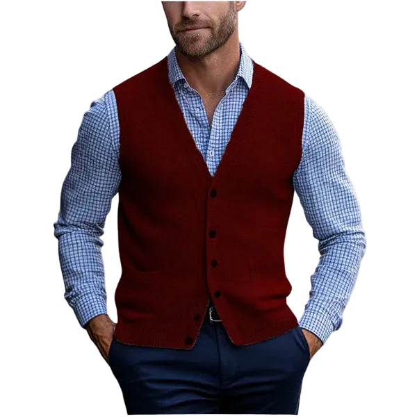 Men's Sleeveless Sweater Vest – Classic Knit V-Neck Pullover for Casual & Smart Casual Wear