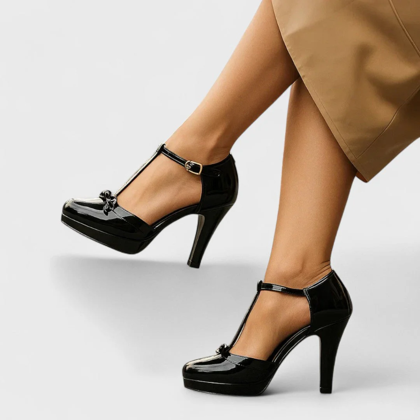 Darlene | Women's Black Heels with Cushioned Insole & Stable Heel | Stylish Comfort for All-Day Wear