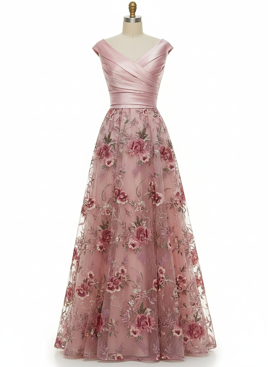 Elegant A-Line Floral Sequin Lace Dress with Sweetheart Neckline | Formal Wedding Guest Dresses for Mothers of the Bride