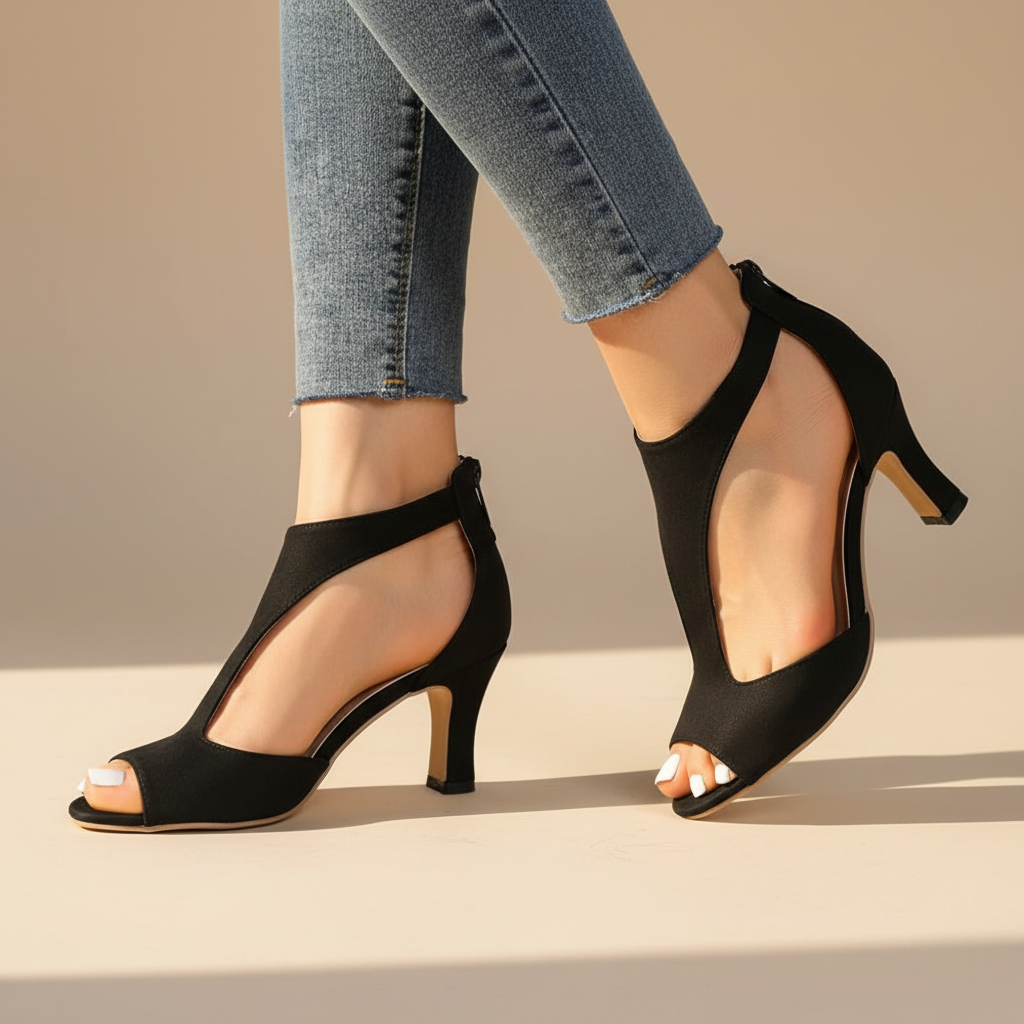 Women's Black Supportive Orthopedic Heels | Zyla