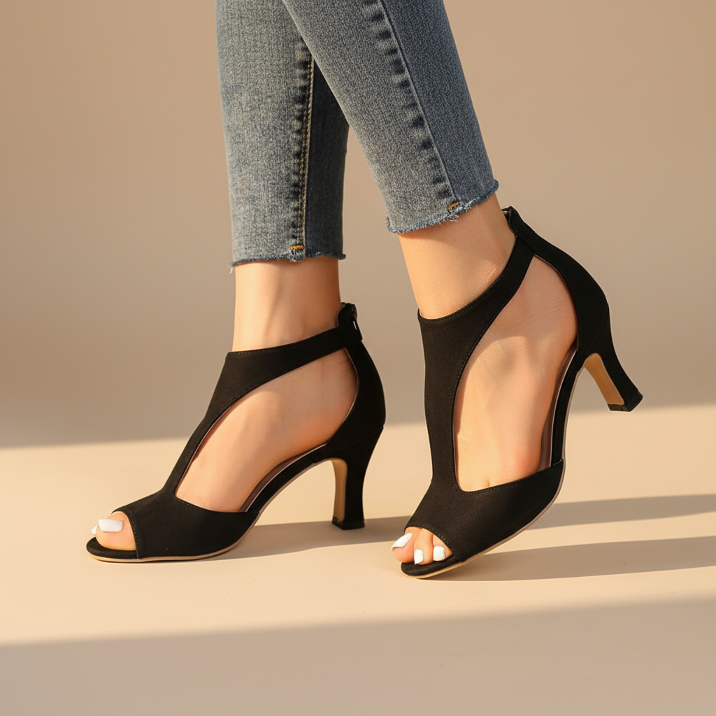 Women's Black Supportive Orthopedic Heels | Zyla