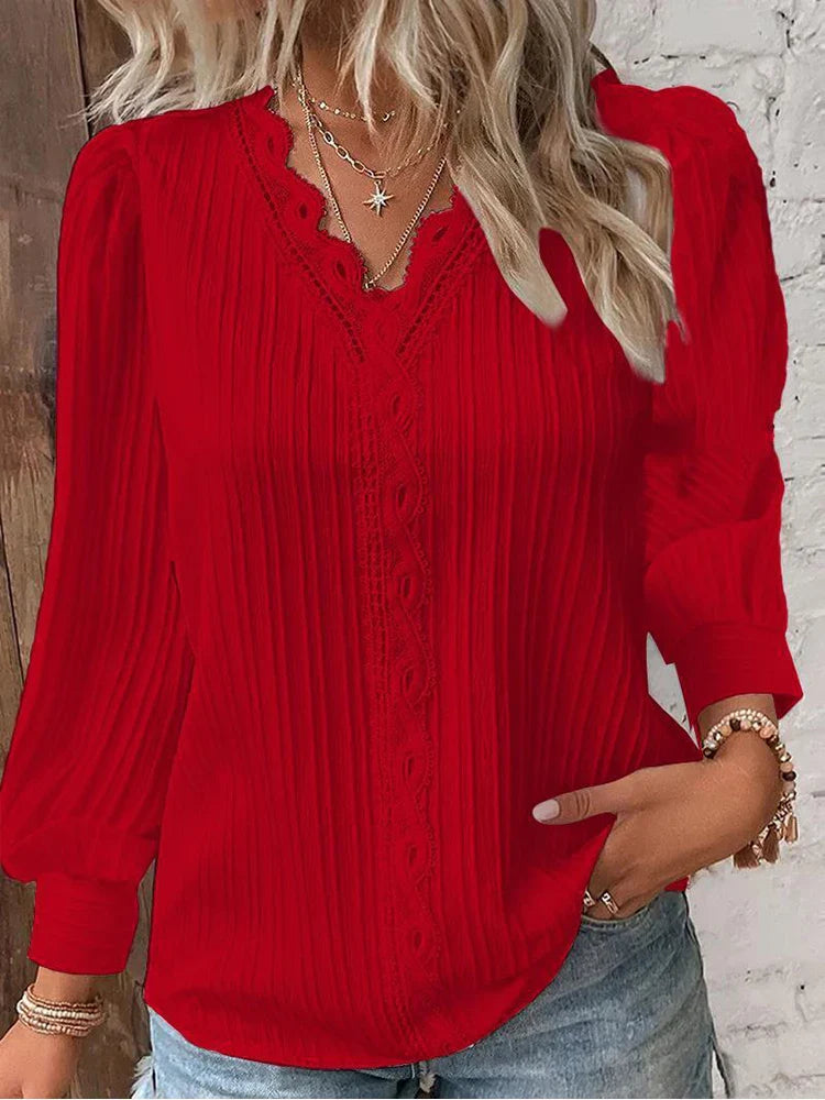 Elegant Chiffon Blouse with Lace Details for Effortless Style