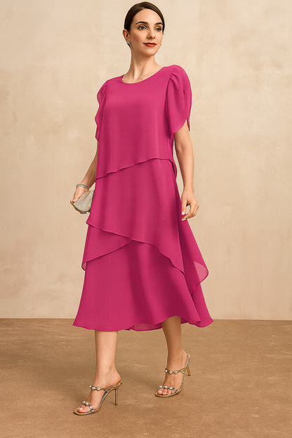 Elegant Chiffon Dress | Women's Wedding Guest Dress with Flattering Silhouette | Lightweight Summer Style for Effortless Elegance